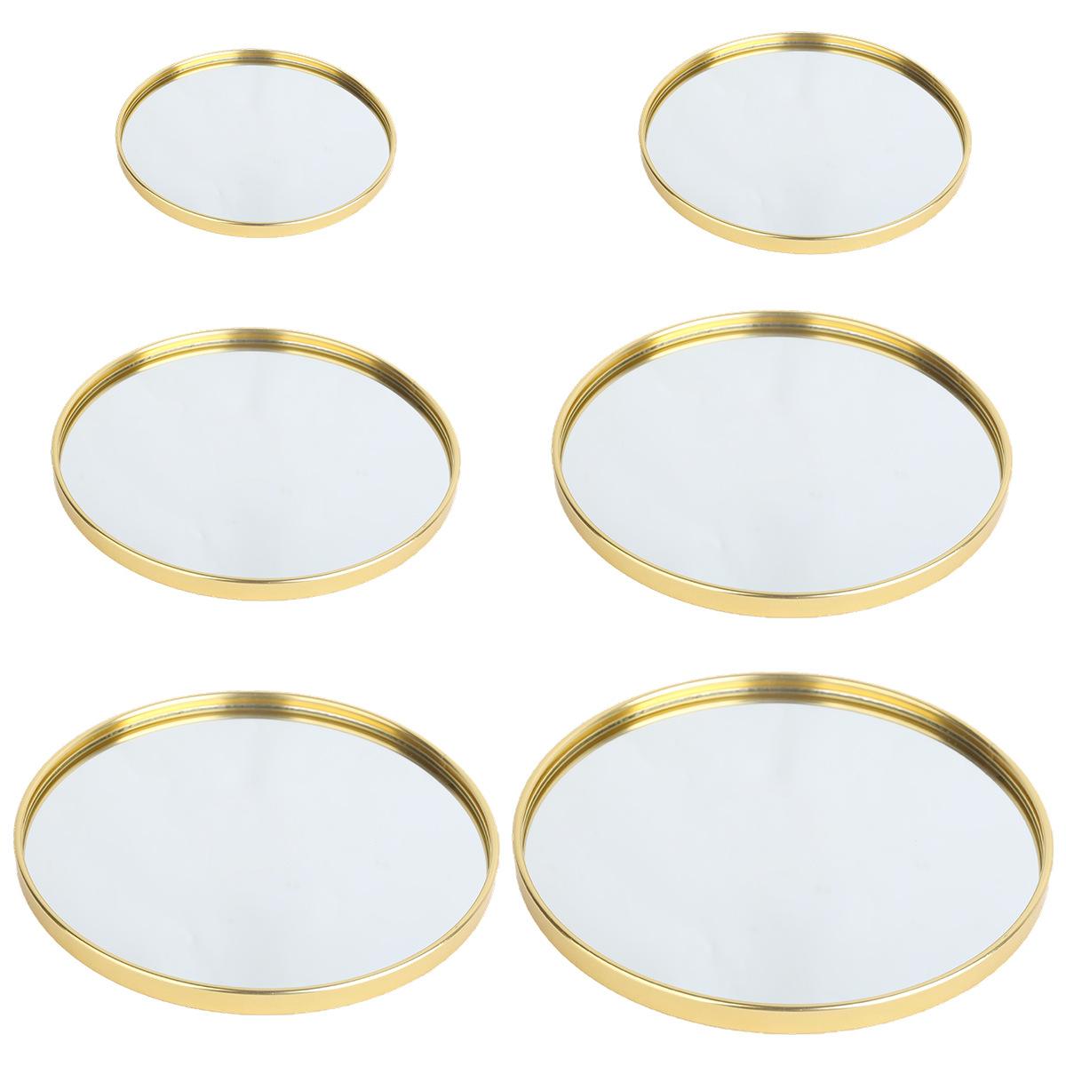 Decorative Mirror - Plateau miroir rond doré, plateau de